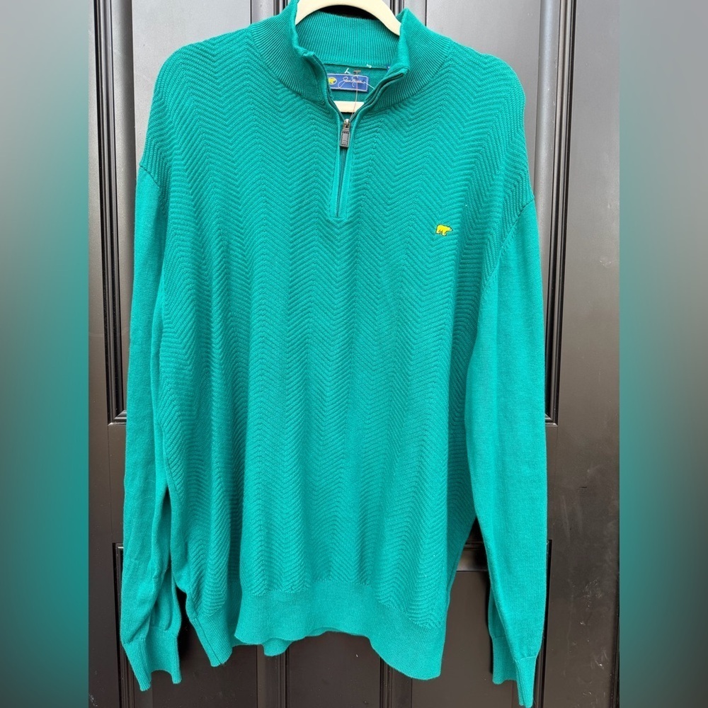 Jack Nicklaus Golden Bear Men's Teal Quarter-Zip Sweater